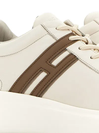 Hogan Leather Sneakers With Round Toe And Rubber Sole In White