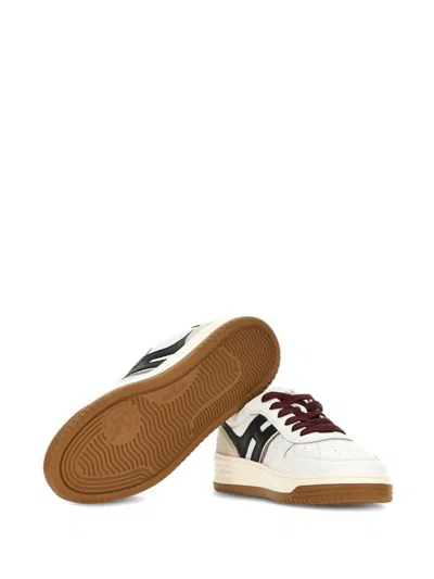 Hogan Leather Sneakers With Contrast Sole And Stitching