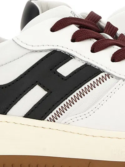 Hogan Leather Sneakers With Contrast Sole And Stitching