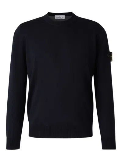 Stone Island Lightweight Wool Crew Neck Pullover In Blue