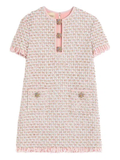 Valentino Womens Multicolor. Embellished Short-sleeves Woven Mini Dress In Pink