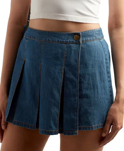 Bcx Juniors' Denim Pleated Skort