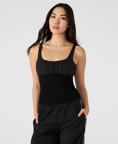 Steve Madden Luana Ruched Detail Top In Black