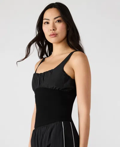 Steve Madden Luana Ruched Detail Top In Black