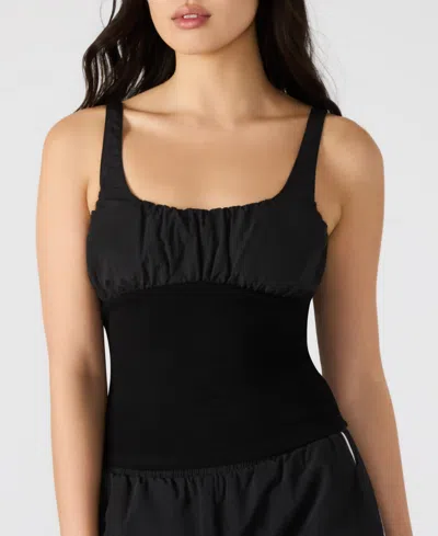 Steve Madden Luana Ruched Detail Top In Black
