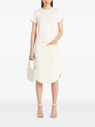 Courrèges Embroidered White T-shirt With Classic Crew Neckline