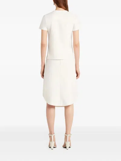 Courrèges Embroidered White T-shirt With Classic Crew Neckline