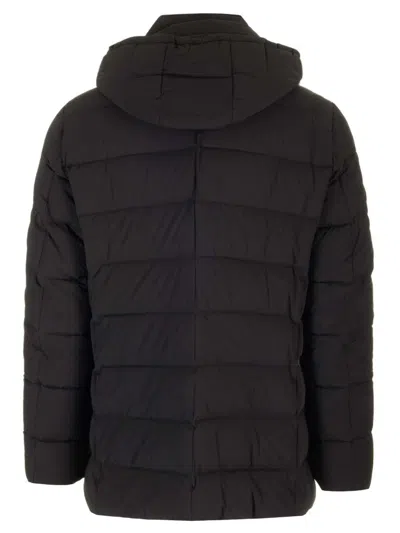 Moorer Double-breasted Hooded Quilted Down Jacket In Black