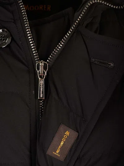Moorer Double-breasted Hooded Quilted Down Jacket In Black