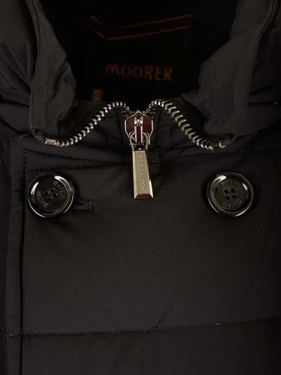 Moorer Double-breasted Hooded Quilted Down Jacket In Black