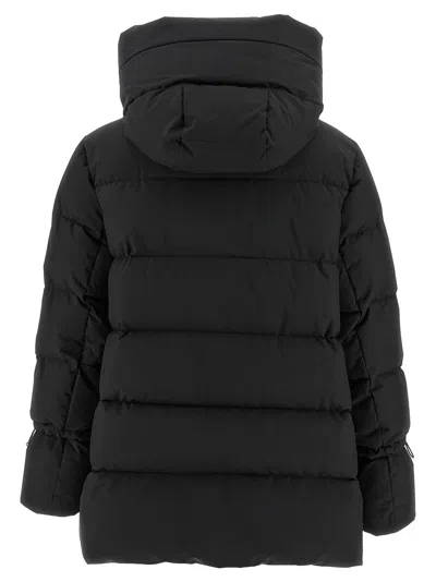 Moorer Quilted Coat Hood Drawstring Hem In Black