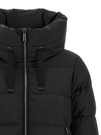 Moorer Quilted Coat Hood Drawstring Hem In Black