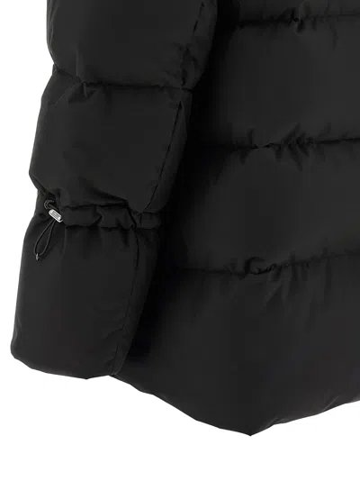 Moorer Quilted Coat Hood Drawstring Hem In Black