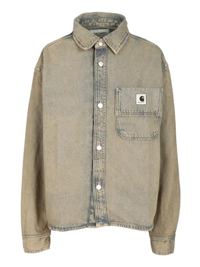 Carhartt Georgia Shirt Jac 100% Cotton Jackets Grey In Brown