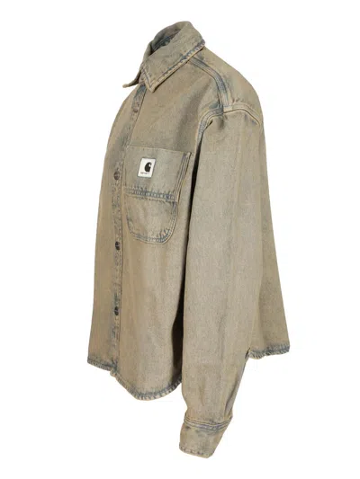 Carhartt Georgia Shirt Jac 100% Cotton Jackets Grey In Brown