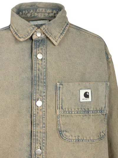 Carhartt Georgia Shirt Jac 100% Cotton Jackets Grey In Brown