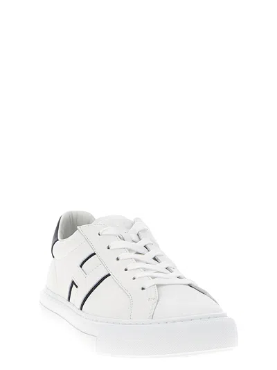 Hogan White Leather Sneakers With Logo Design And Rubber Sole