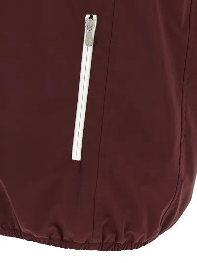 Brunello Cucinelli Hooded Vest With Elastic Hem And Side Zipper Pockets In Burgundy
