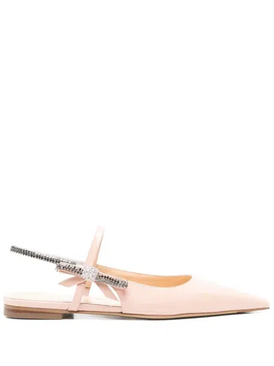 Mach&mach Crystal Cube Slingback Flats 10mm In Beige