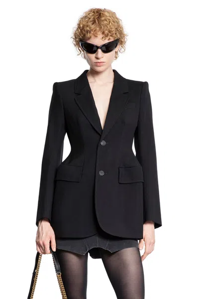 Balenciaga Hourglass Blazer In Wool Twill In Black