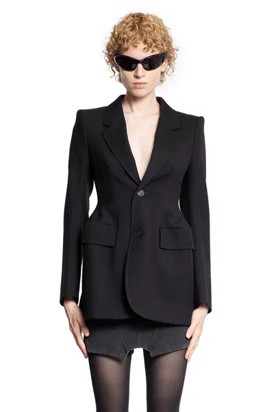 Balenciaga Hourglass Blazer In Wool Twill In Black