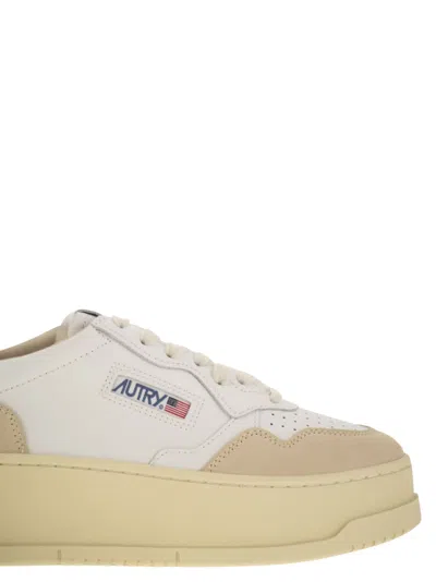 Autry Medalist Platform Leather And Suede Trainers