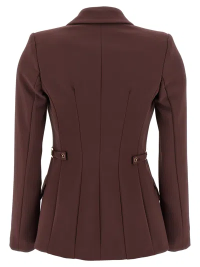 Elisabetta Franchi Jewel Strap Blazer Blazers Purple In Brown
