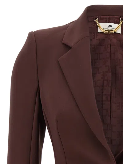 Elisabetta Franchi Jewel Strap Blazer Blazers Purple In Brown