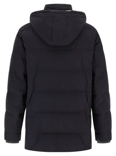 Brunello Cucinelli Men Knit Insert Down Jacket In Blue