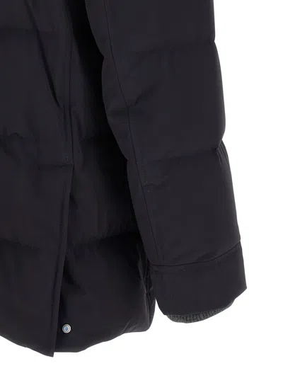 Brunello Cucinelli Men Knit Insert Down Jacket In Blue
