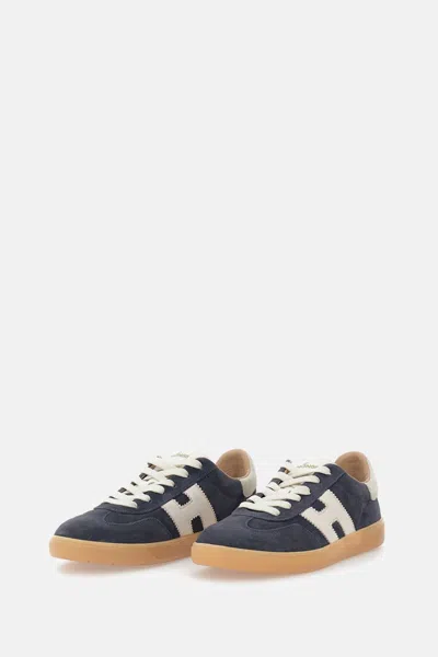 Hogan Navy Suede Leather H Sneakers In Black
