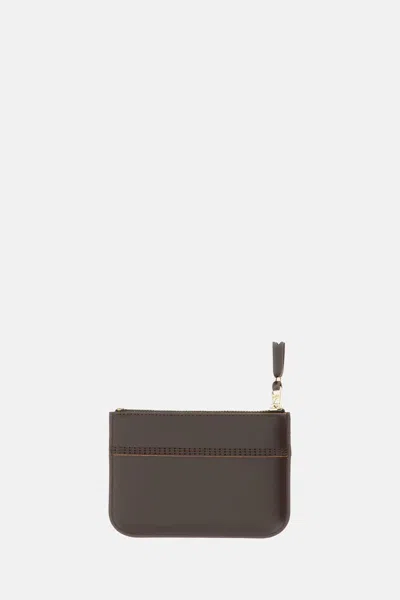 Comme Des Garçons Play Zip-fastening Leather Card Holder In Brown