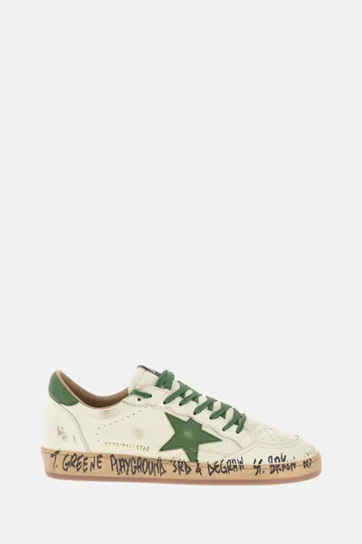 Golden Goose Ball Star Distressed Finish Leather Sneaker With Graffiti Print Shoes