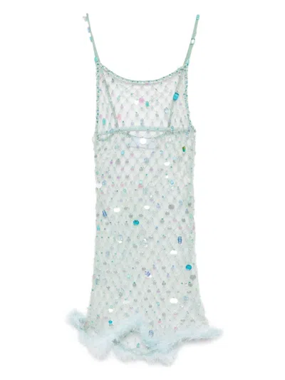 Roberta Einer Feather-trim Mesh Mini Dress