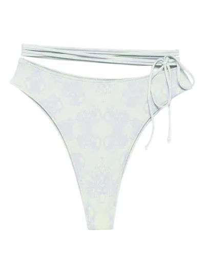 Roberta Einer Strap-detail Patterned Bikini Bottoms In Gray