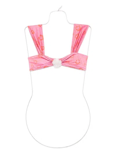 Roberta Einer Floral-appliqué Bikini Top In Pink