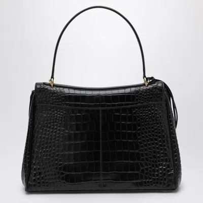 Balenciaga Cocco-print Calfskin Medium Rodeo Bag In Black
