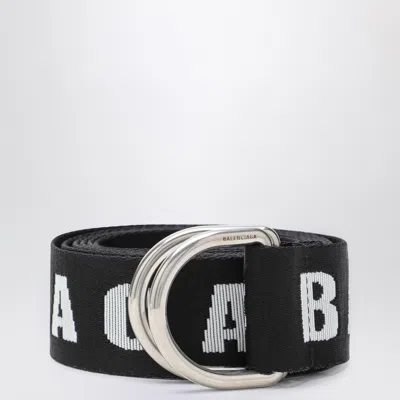 Balenciaga Logo-lettering Double-ring Belt In Black
