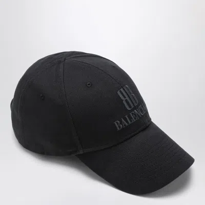 Balenciaga Nano Logo Embroidered Baseball Cap In Black