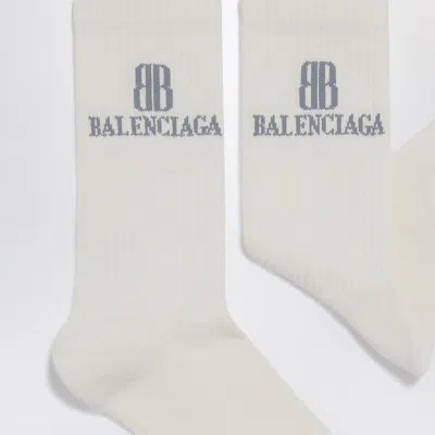Balenciaga Nano Bb Socks In White Cotton Blend In White