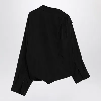 Balenciaga One Shoulder Black Shirt In Poplin