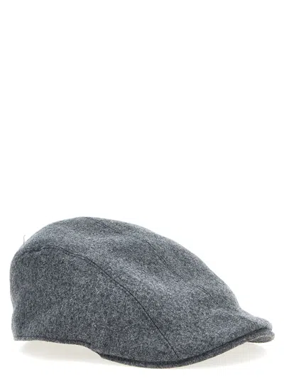 Brunello Cucinelli Logo Embroidery Hat In Gray