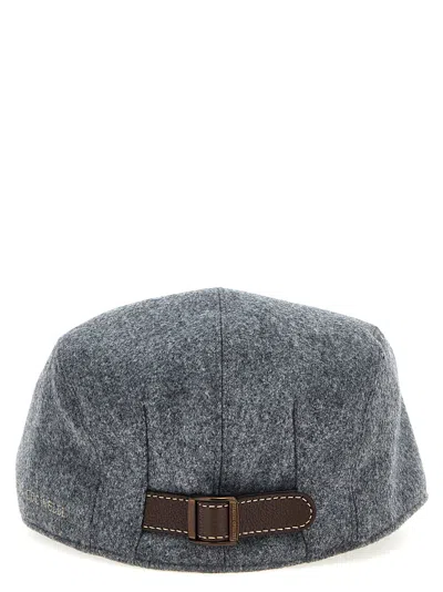 Brunello Cucinelli Logo Embroidery Hat In Gray