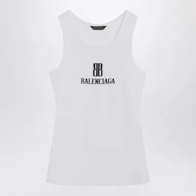 Balenciaga Logo-intarsia Sleeveless Tank Top In White