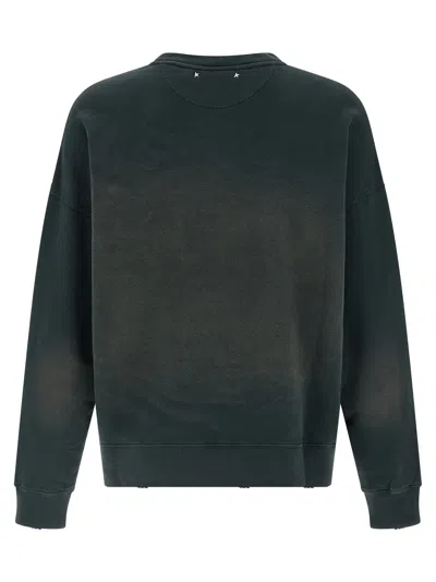 Golden Goose Crew Neck Sweatshirt With A Distressed Effect In Brown