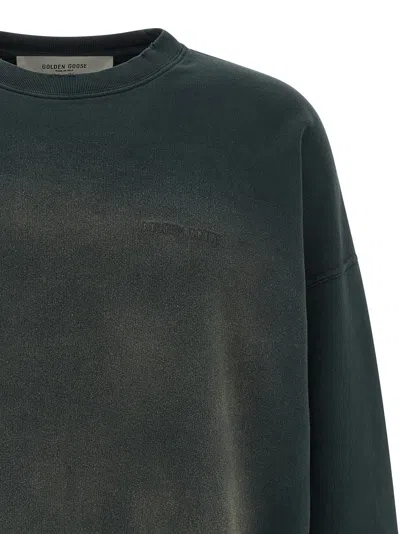 Golden Goose Crew Neck Sweatshirt With A Distressed Effect In Brown