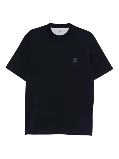 Brunello Cucinelli Cotton Jersey Crew Neck T-shirt With Logo Clothing In Black