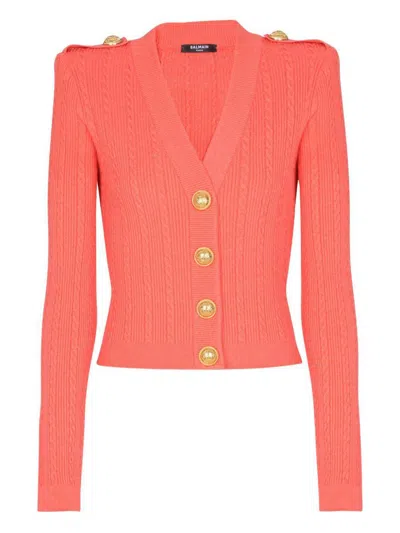 Balmain Long-sleeved Cable-knit Cardigan