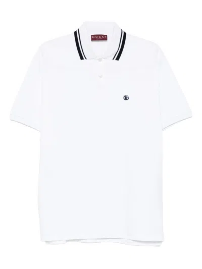 Gucci Cotton Piquet Polo Shirt With Embroidery In White
