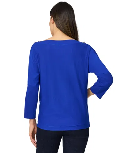 Melissa Paige Petite Button-trim Dolman-sleeve Sweater